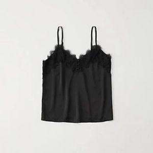 ABERCROMBIE & FITCH LACE TRIM CAMI - Black - Size Medium